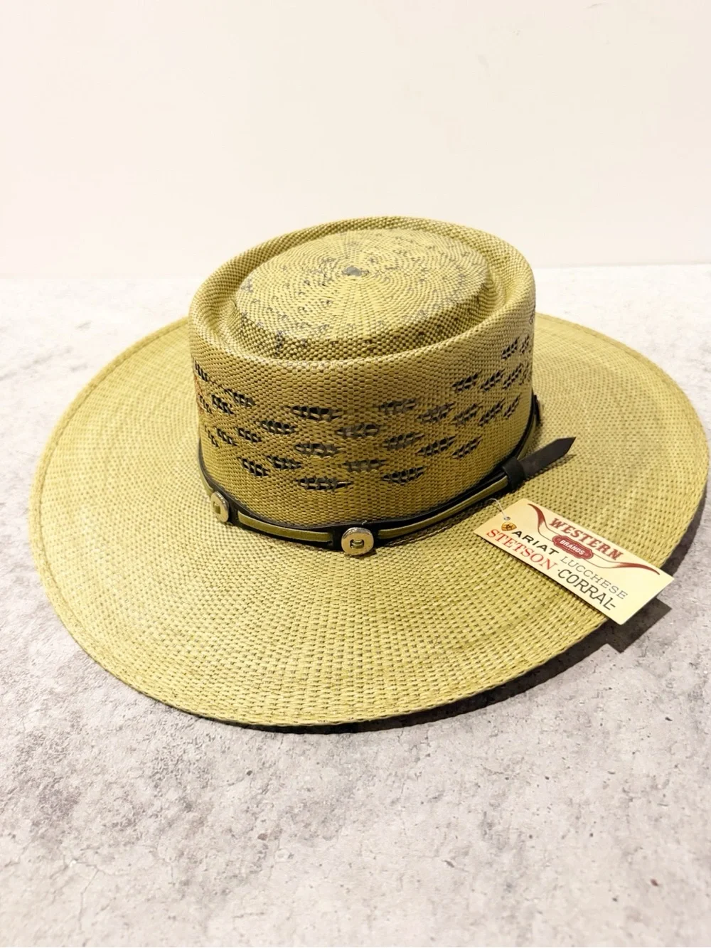 NWT Charlie One Horse Straw Palm Beach 3”3/4 brim Green size XL